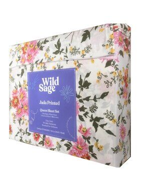 new Wild Sage Jada Print GARDEN FLORAL 225TC 100% Brushed Cotton QUEEN Sheet Set